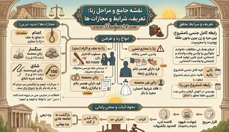 زنا چیست و شرایط تحقق و مجازات زنای